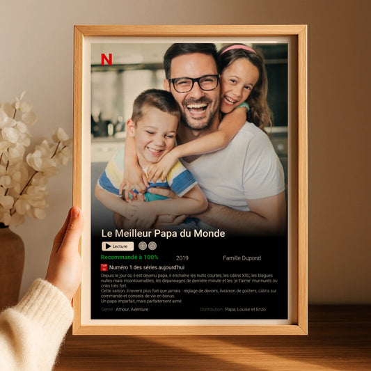 Affiche Personnalisée Netflix Papa. Cadeau Fête des pères