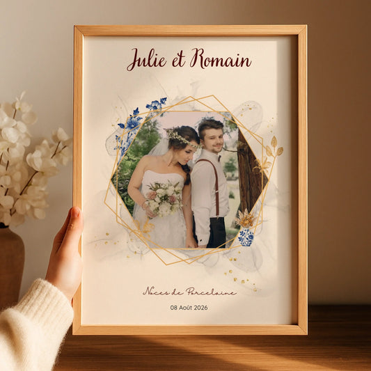 Cadeau Noces de Porcelaine- Affiche personnalisée 20 ans de mariage