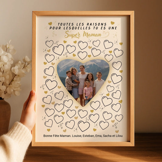 Cadeau personnalisé maman à remplir par les enfants – affiche avec photo livraison rapide