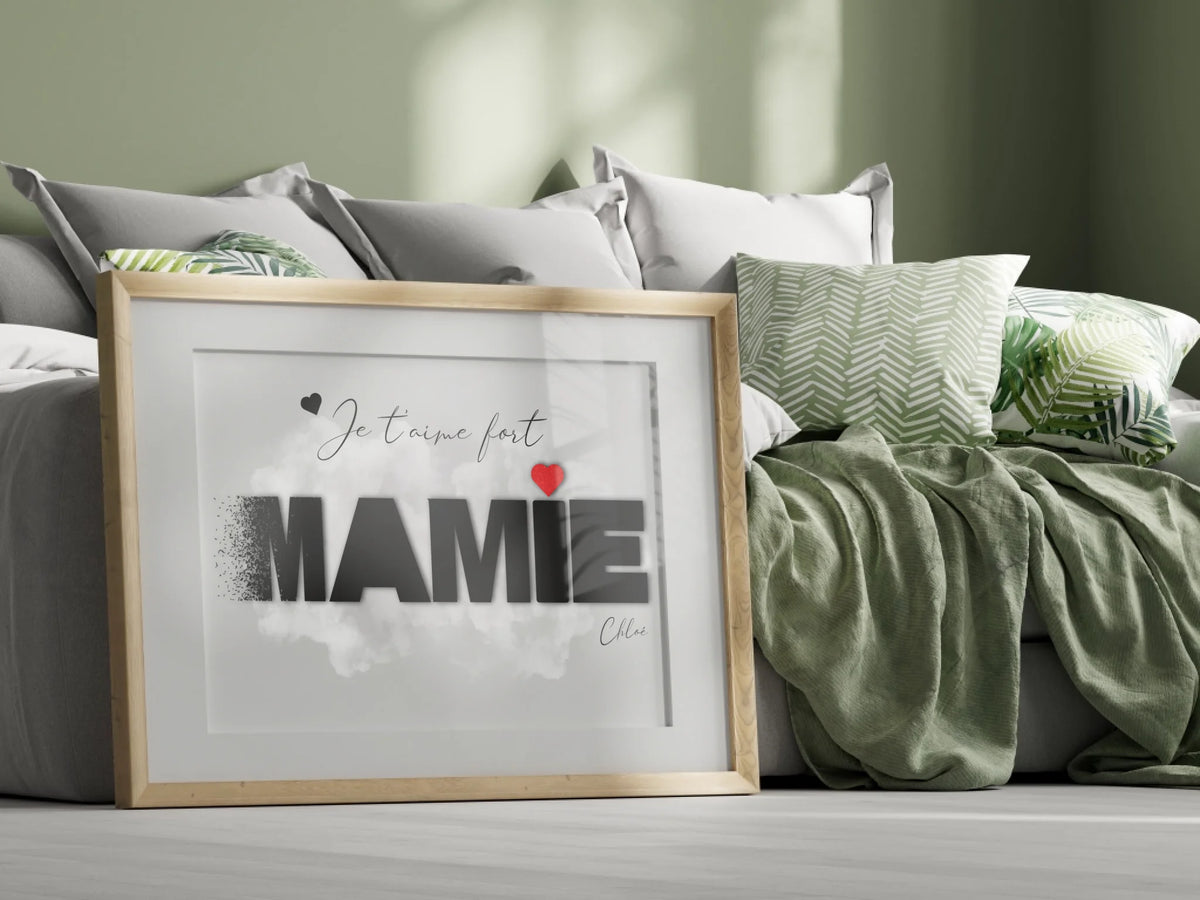 Cadeau personnalisé Mamie - Affiche Mamie Mot photos