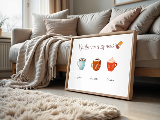 Affiche Famille personnalisée Mugs d'Automne