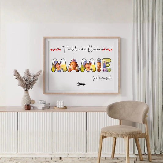 Affiche personnalisée - Mot Mamie avec Photos