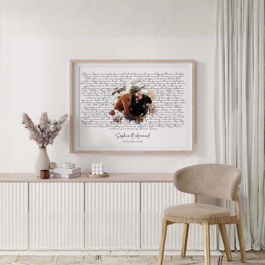 Affiche personnalisée - Couple aquarelle Paroles de chanson, prénoms et date - cadeau personnalisé couple