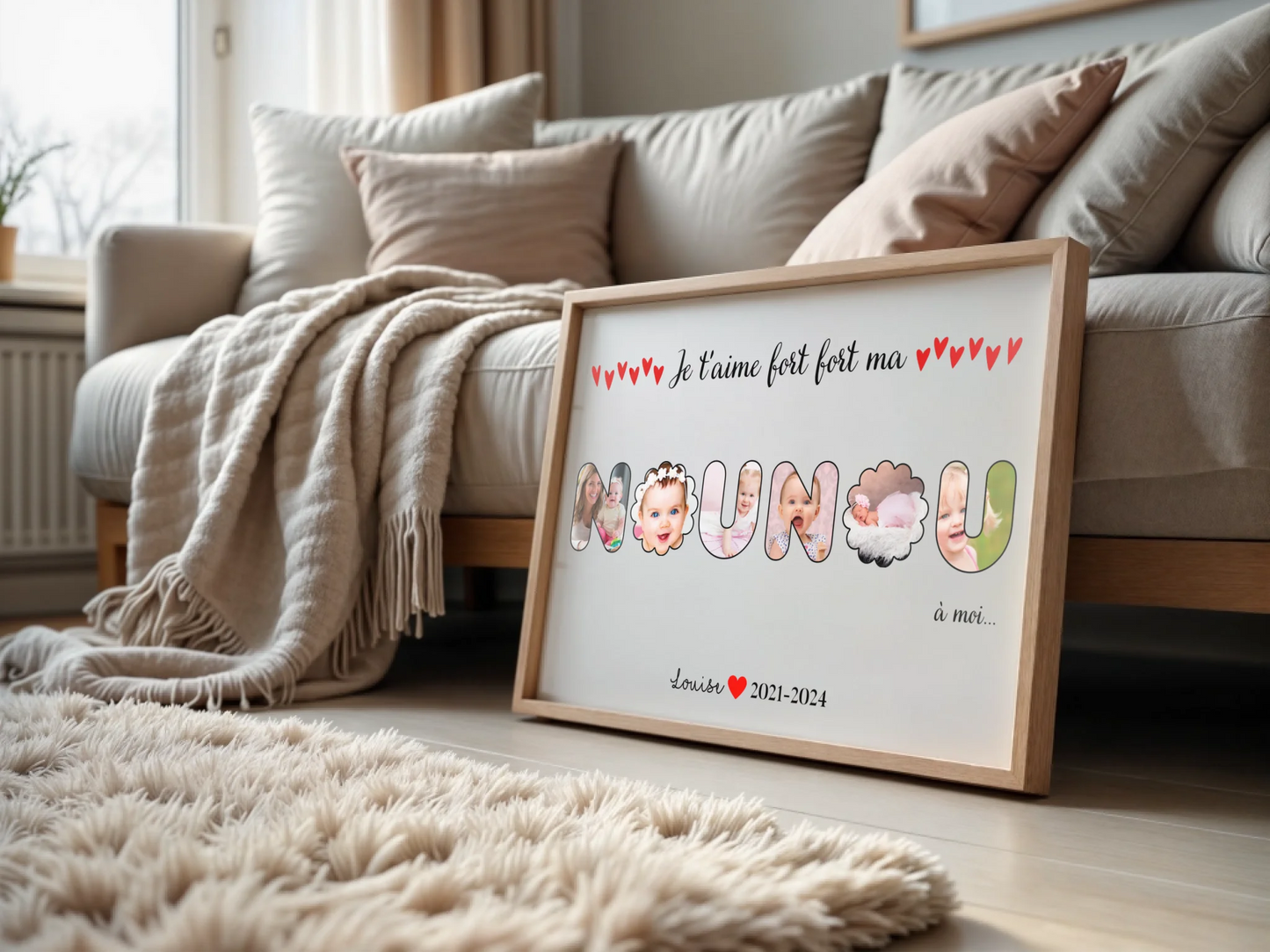 Affiche personnalisée - Mot Nounou avec Photos - Cadeau personnalisé nounou