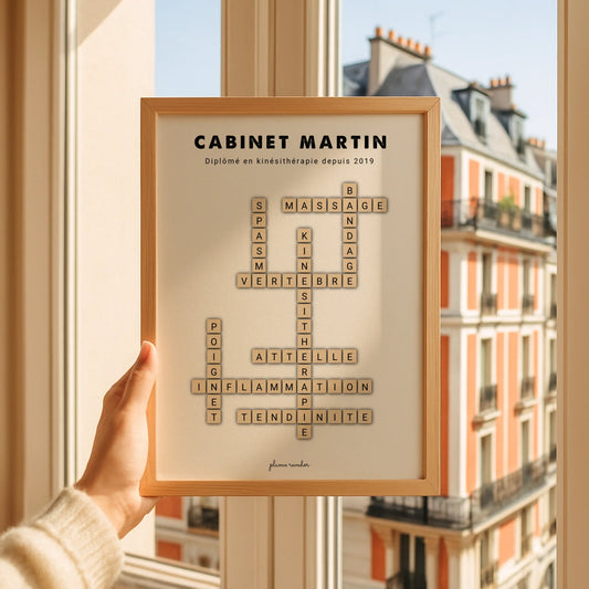 Cadeau vétérinaire personnalisé accroché dans une clinique vétérinaire