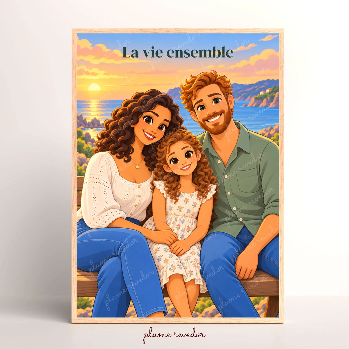 Affiche dessin animé personnalisée à partir d'une photo, cadeau original pour couple ou famille