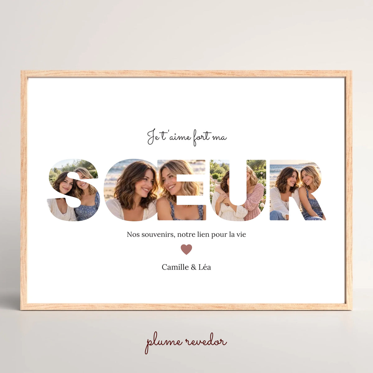 Affiche sœur personnalisée avec photos dans les lettres