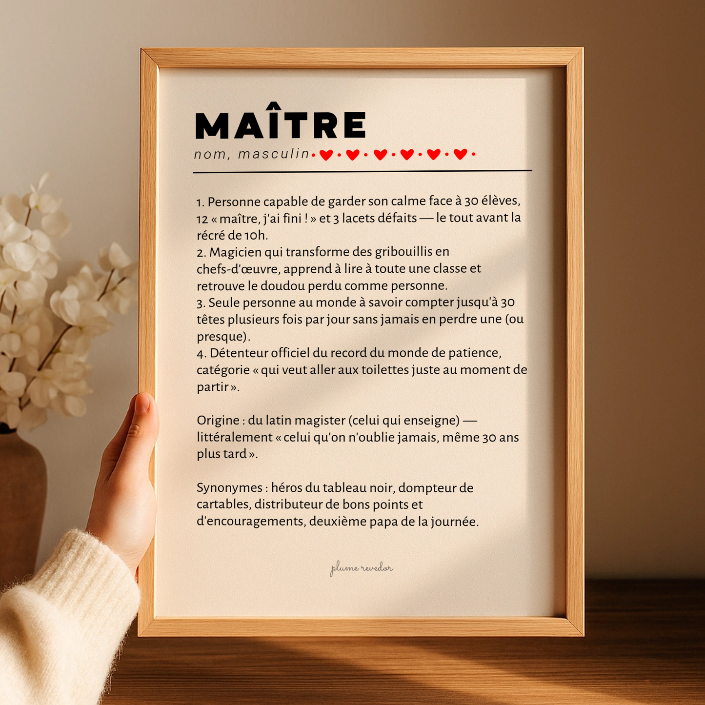Affiche Définition Maître – Cadeau Maître d'École Humour & Fin d'Année
