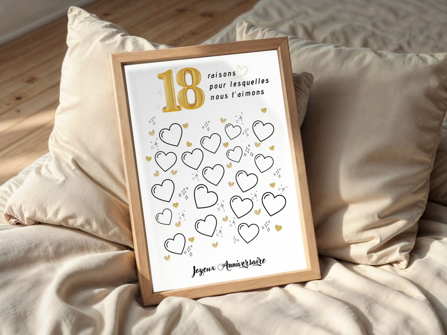 Affiche personnalisée 18 raisons pour lesquelles nous t'aimons - Livre d'OR 18 ans
