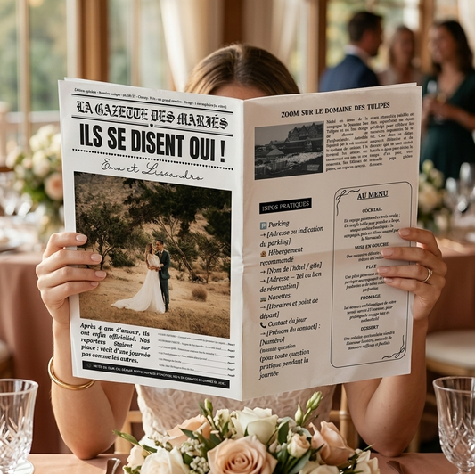 Comment créer une gazette des mariés originale (guide complet 2026)