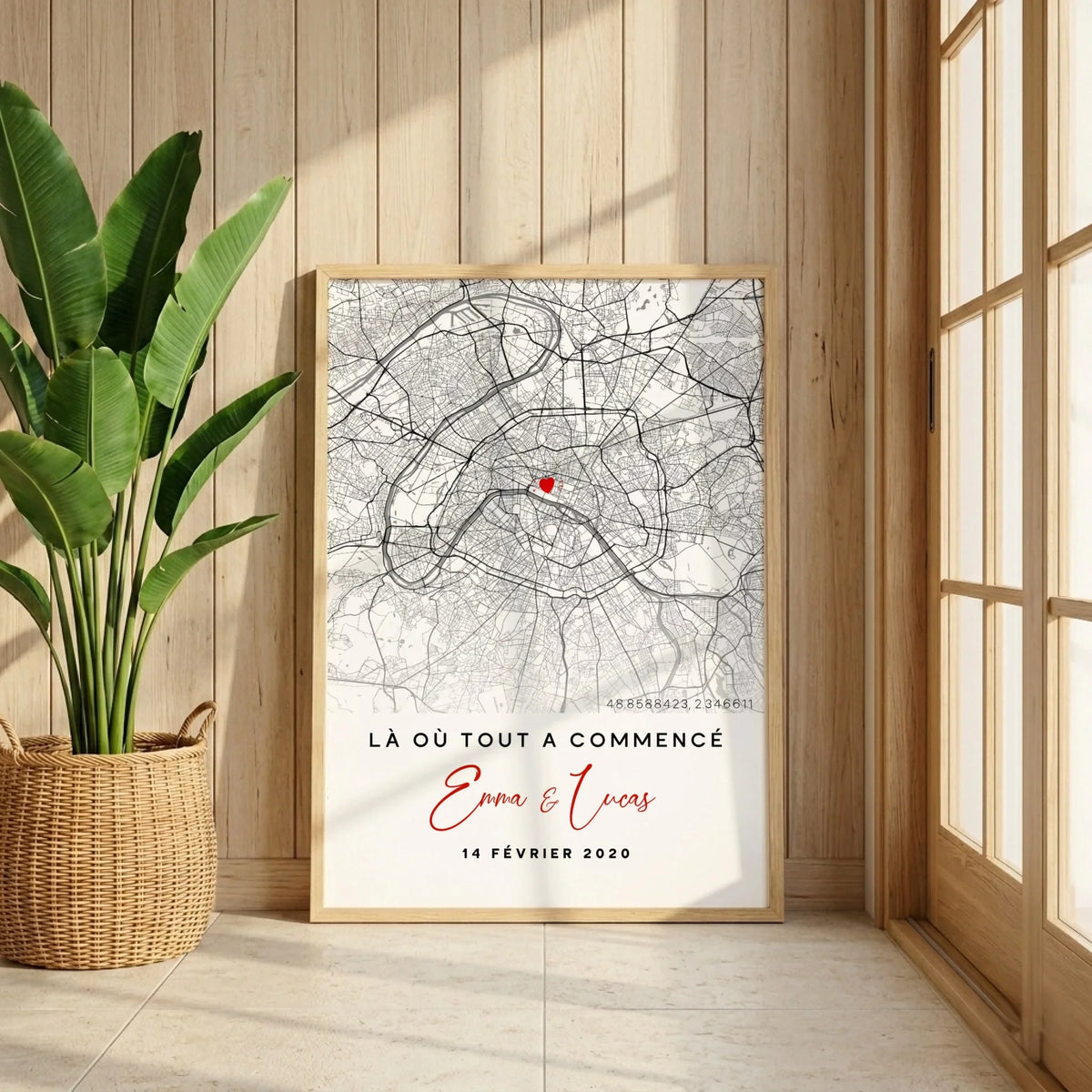 Affiche Couple Personnalisée Lieu de Rencontre - Carte "Là où tout a commencé"