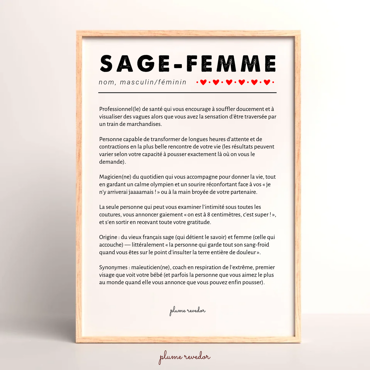 Cadeau sage-femme personnalisé - affiche de remerciement