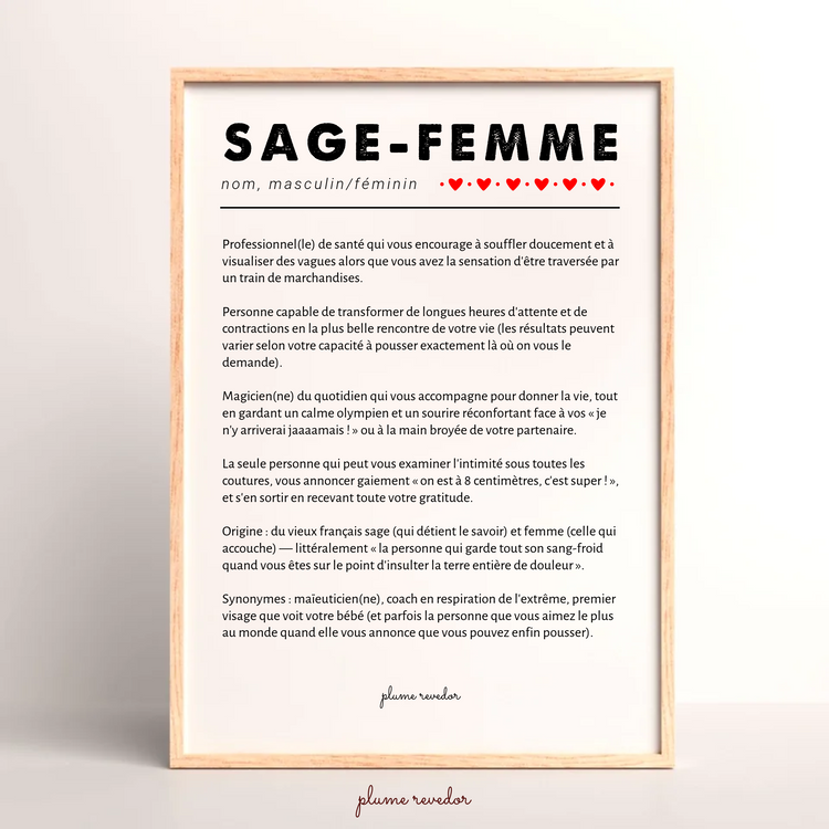 Cadeau sage-femme personnalisé - affiche de remerciement