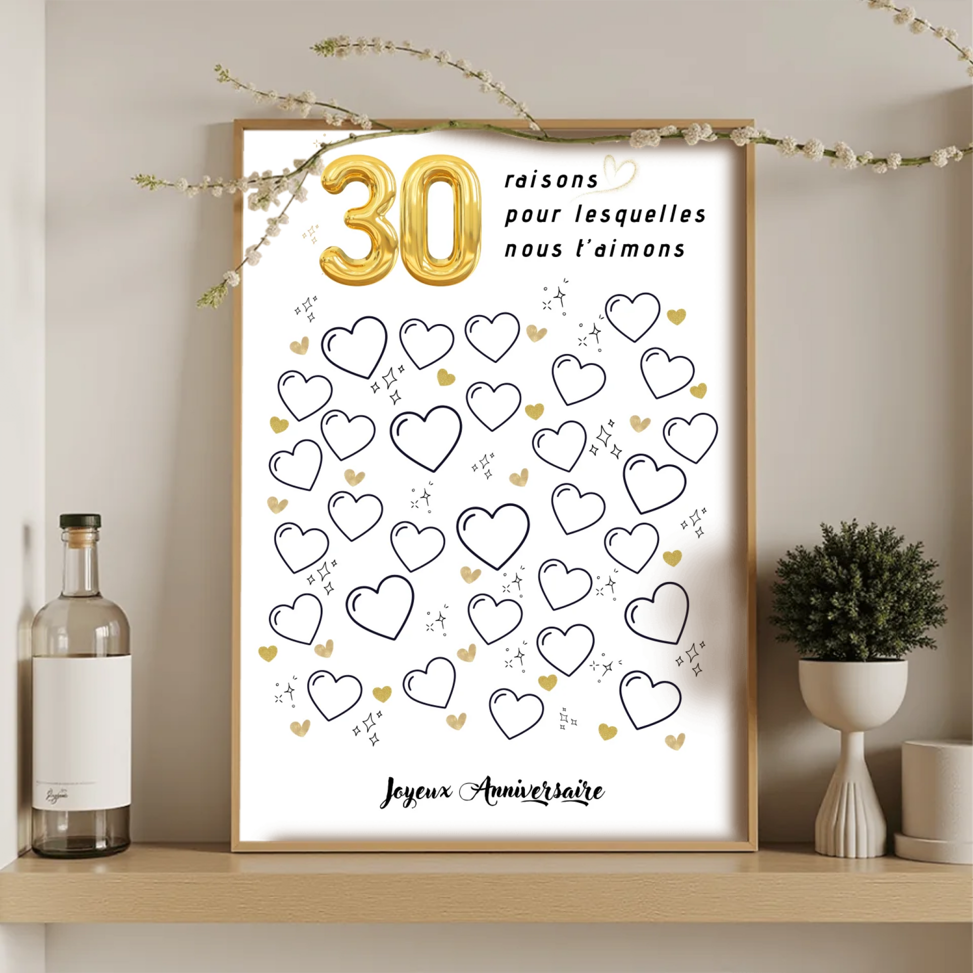 Affiche personnalisée 30 raisons pour lesquelles nous t'aimons - Livre d'OR 30 ans