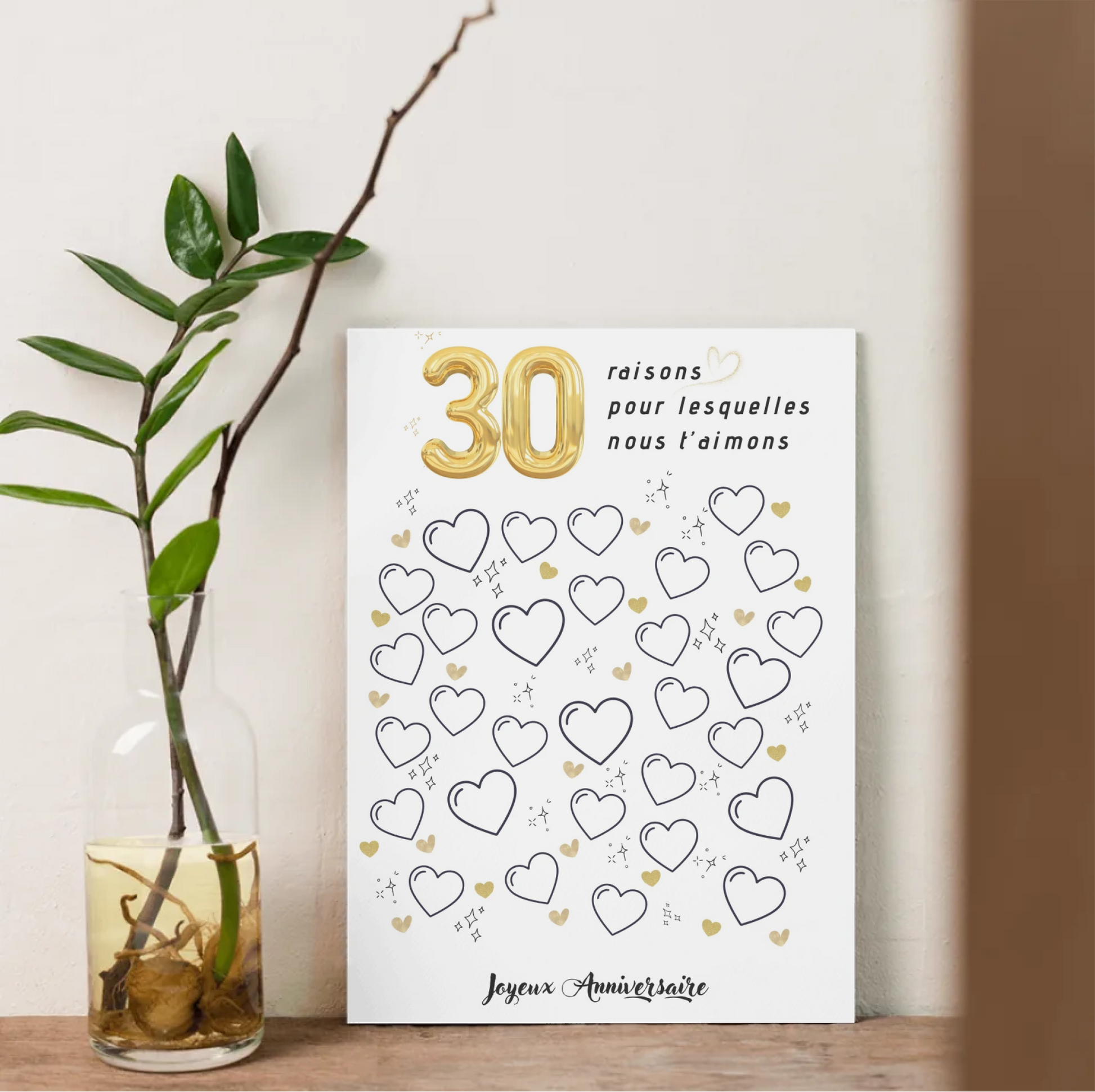 Affiche personnalisée 30 raisons pour lesquelles nous t'aimons - Livre d'OR 30 ans