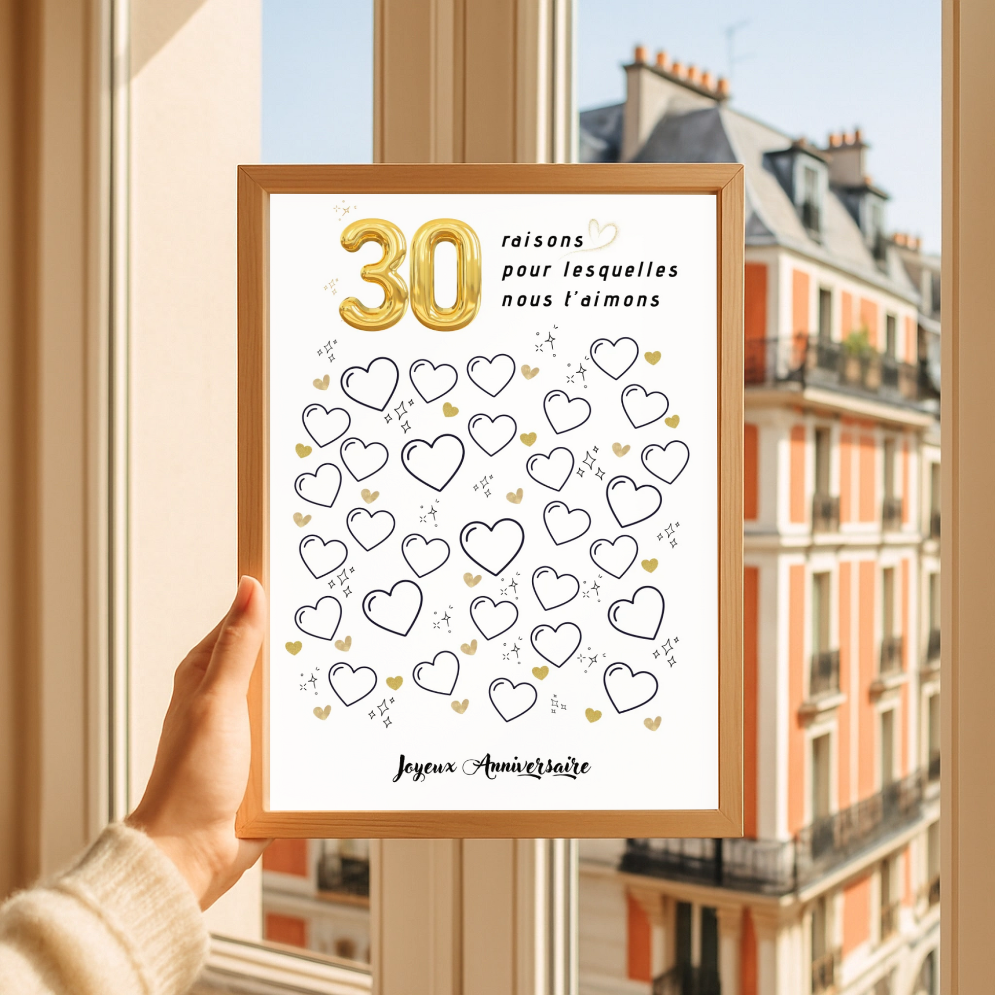 Affiche personnalisée 30 raisons pour lesquelles nous t'aimons - Livre d'OR 30 ans