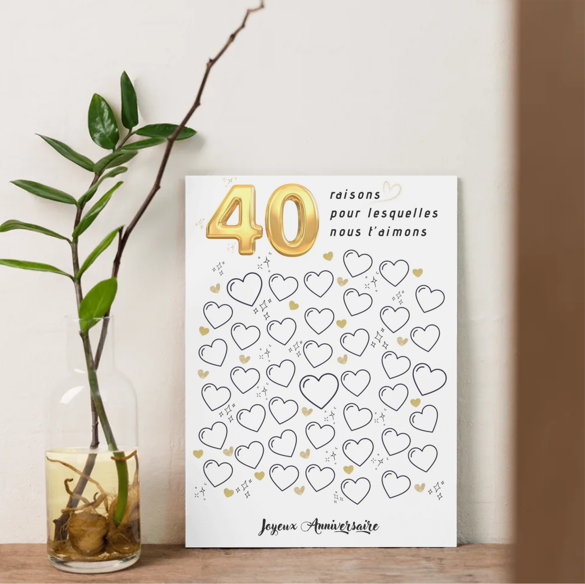 Affiche personnalisée 40 raisons pour lesquelles nous t'aimons - Livre d'OR 40 ans