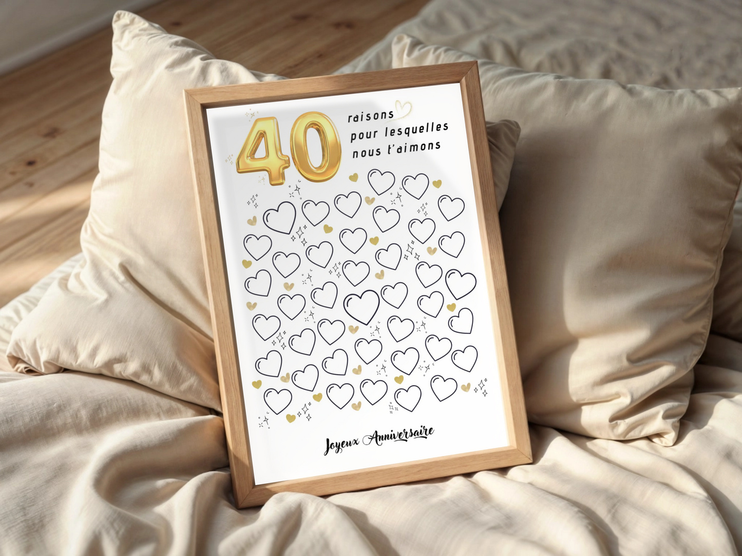 Affiche personnalisée 40 raisons pour lesquelles nous t'aimons - Livre d'OR 40 ans