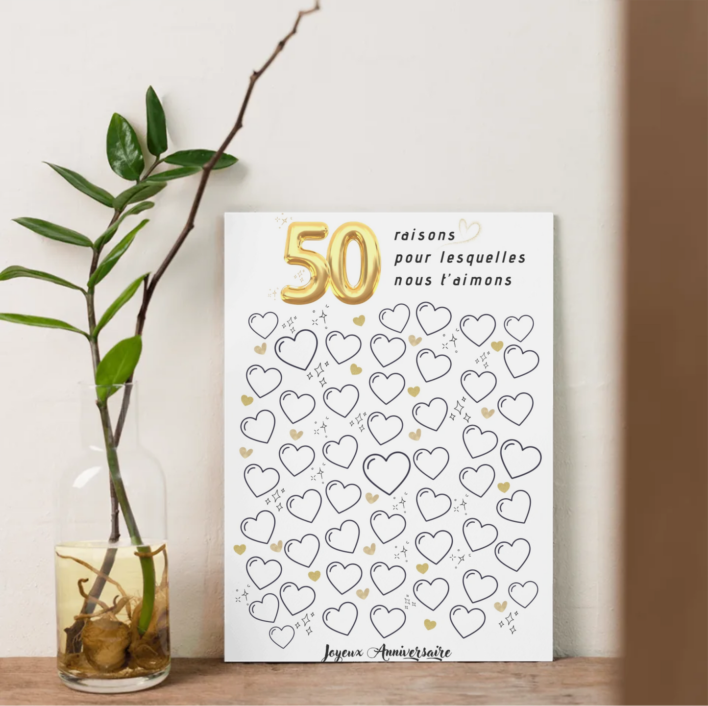 Affiche personnalisée 50 raisons pour lesquelles nous t'aimons - Livre d'OR 50 ans