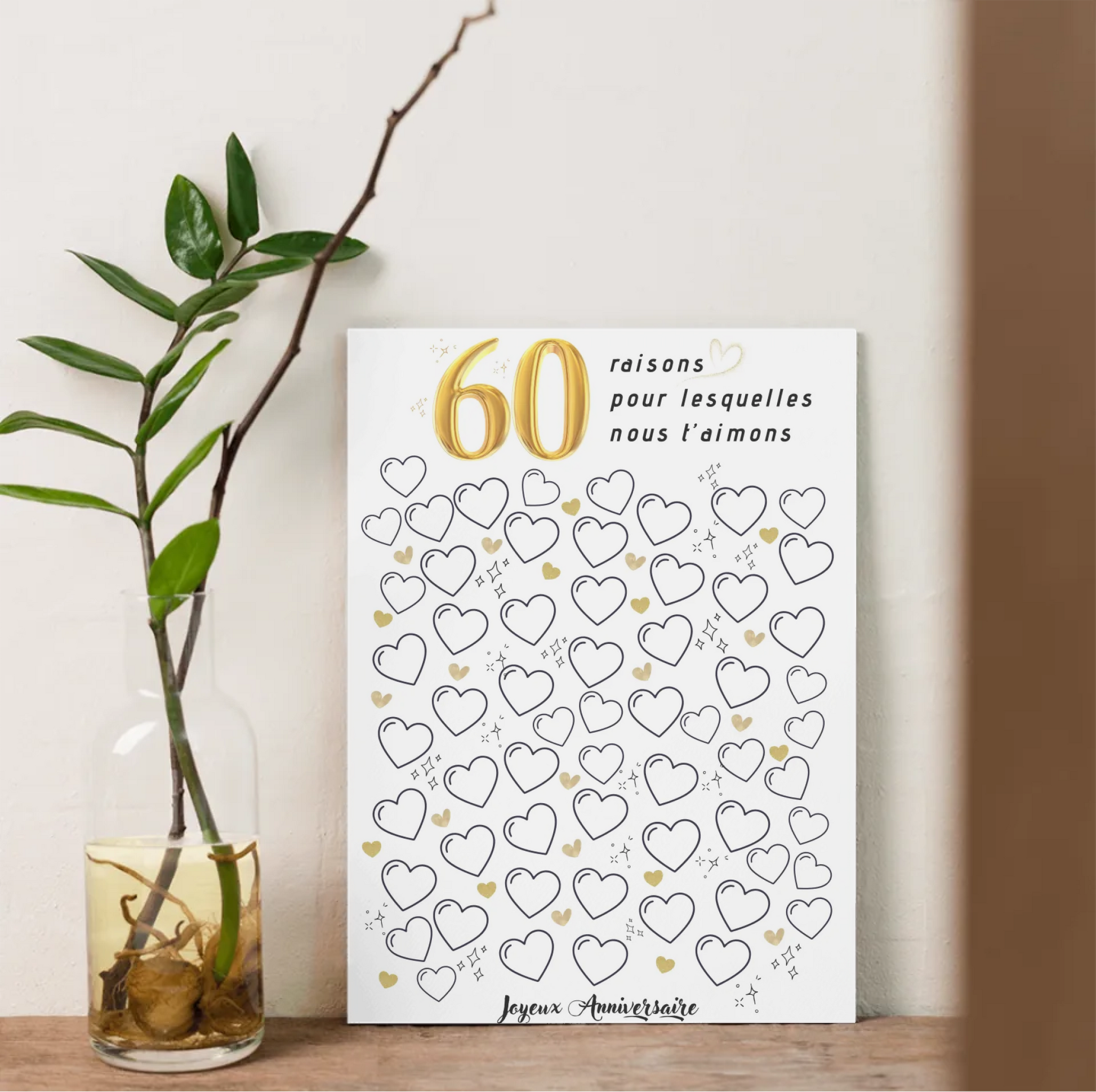 Affiche personnalisée 60 raisons pour lesquelles nous t'aimons - Livre d'OR 60 ans