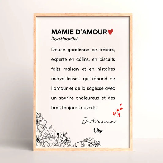 Affiche Personnalisée Mamie Définition - cadeau personnalisé mamie