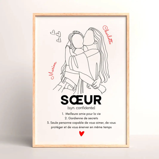 Affiche personnalisée Sœur Définition - cadeau personnalisé sœur