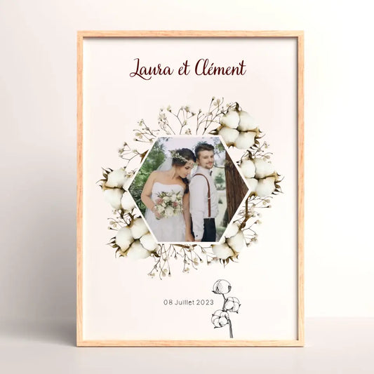 Affiche Personnalisée Noces de Coton - 1er Anniversaire de mariage