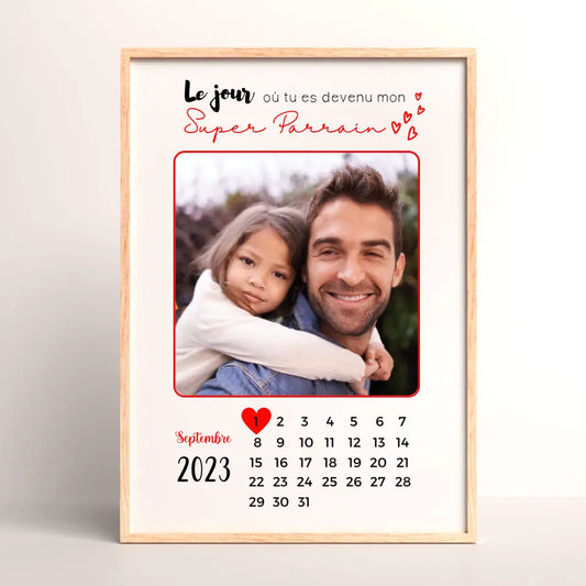 Affiche personnalisée - Parrain ou Marraine Calendrier avec photo - Cadeau personnalisé parrain ou marraine