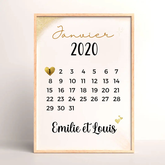 Affiche Personnalisée - couple Calendrier date de rencontre