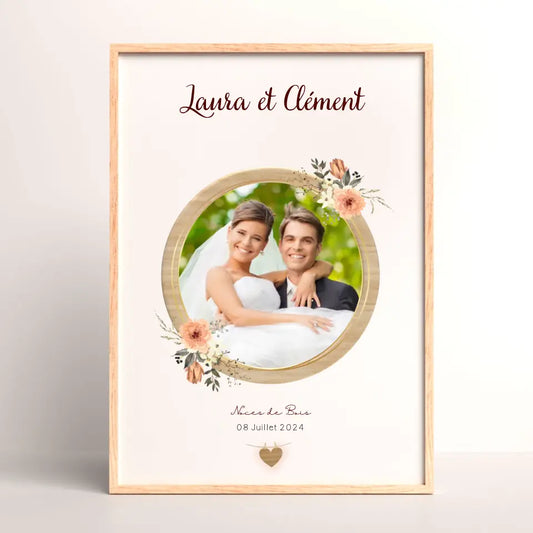 Affiche Personnalisée Noces de bois - Cadeau noces de Bois - Cadeau Anniversaire de mariage