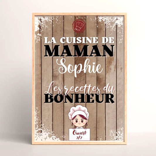 Affiche personnalisée - La cuisine de Maman avec prénom