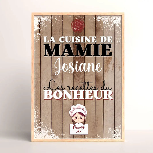 Affiche personnalisée - La cuisine de Mamie avec prénom