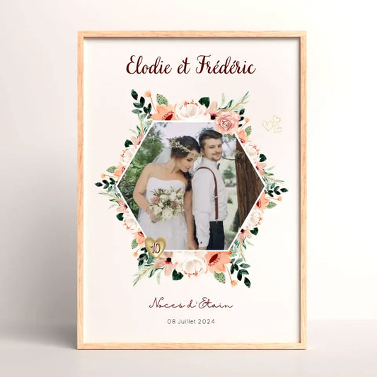 Affiche Personnalisée Noces d'Étain - Cadeau anniversaire de Mariage 10 ans