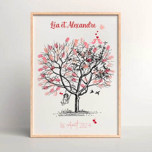 Affiche personnalisée - Mariage Arbre à empreintesPlume Revedor
