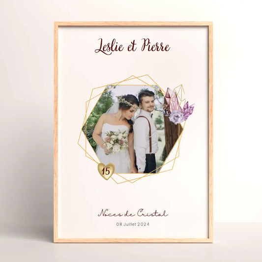 Affiche Personnalisée Noces de Cristal - Cadeau Unique 15 ans de Mariage