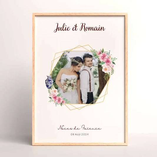 Affiche Personnalisée Noces de Faïence - Cadeau Unique 9 ans de Mariage