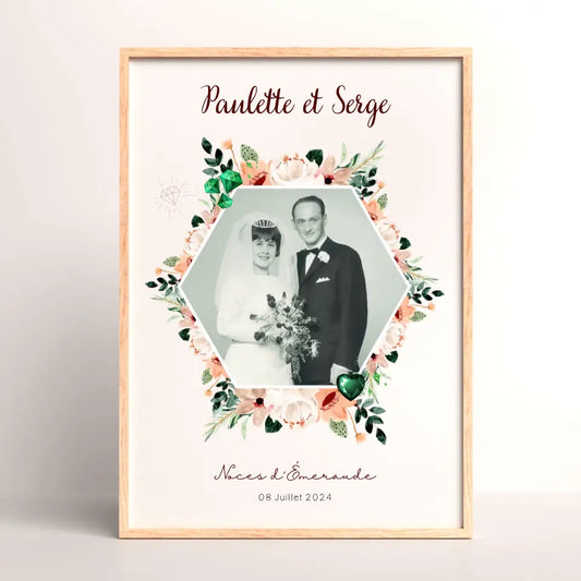 Affiche Personnalisée Noces d'Émeraude - Cadeau Unique 40 ans de Mariage