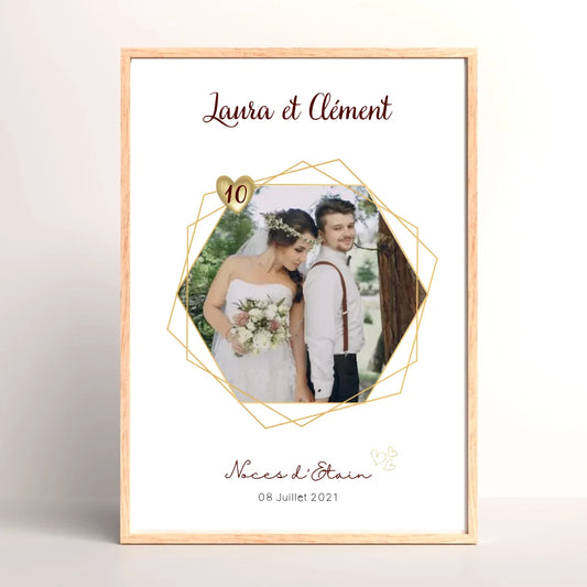 Affiche Personnalisée - Noces d'Etain - Cadeau Unique pour 10ème Anniversaire de Mariage