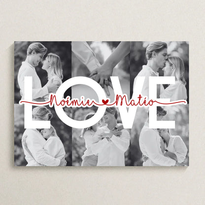 Affiche personnalisée Couple MOT Photos Noir et Blanc Mot et Prénoms - cadeau couple 