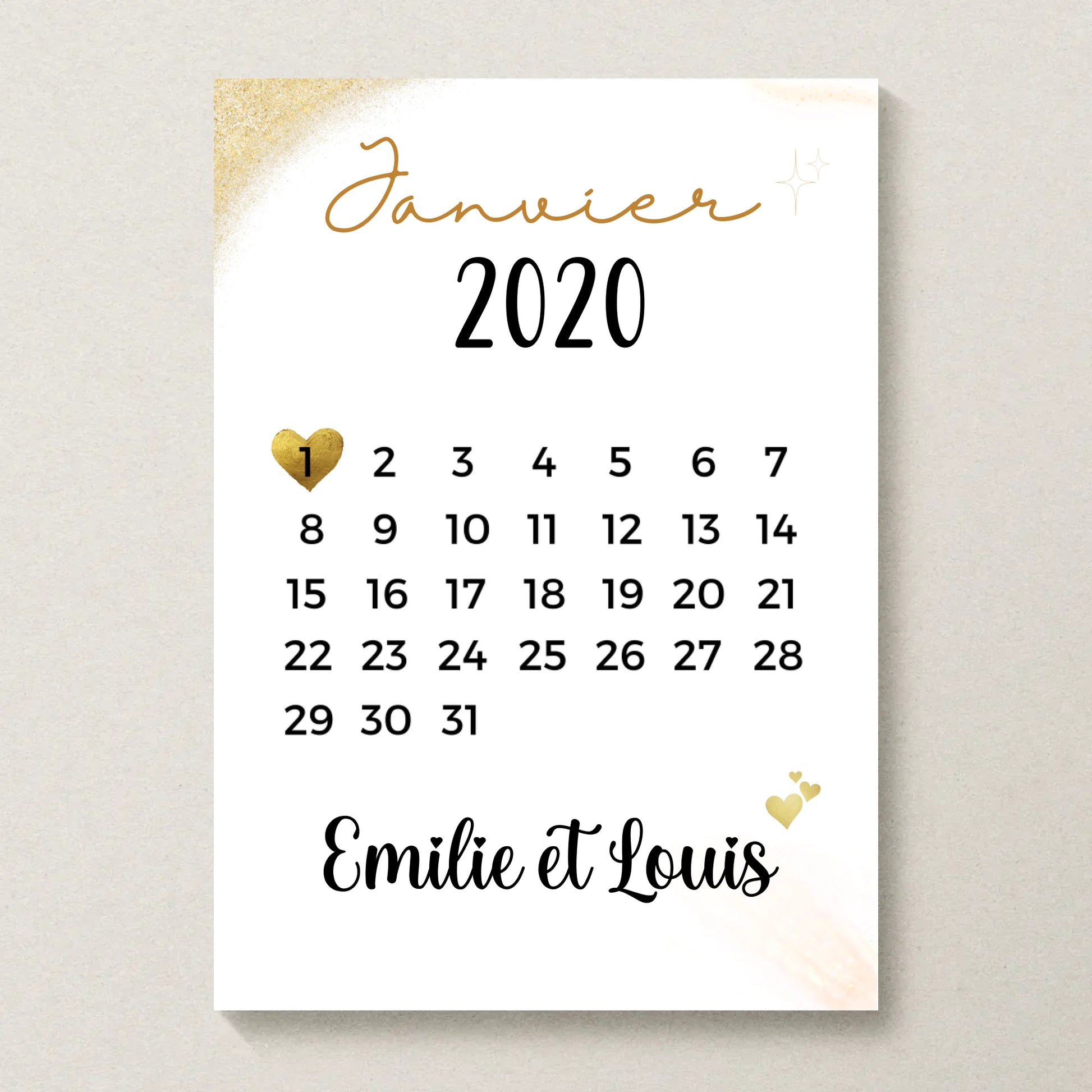 Affiche couple Personnalisée - Calendrier date de rencontrePlume Revedor
