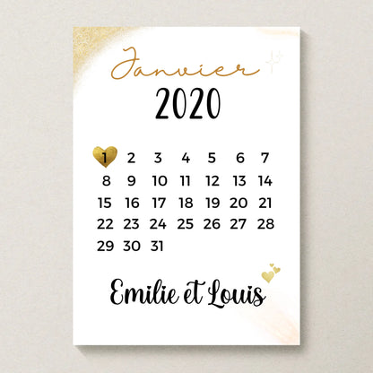 Affiche couple Personnalisée - Calendrier date de rencontrePlume Revedor