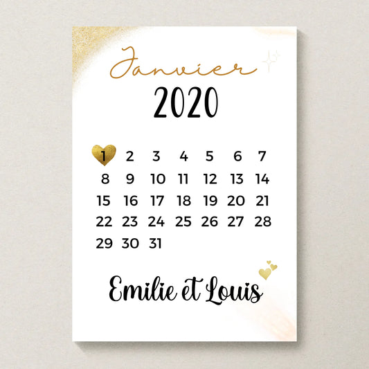 Affiche couple Personnalisée - Calendrier date de rencontrePlume Revedor