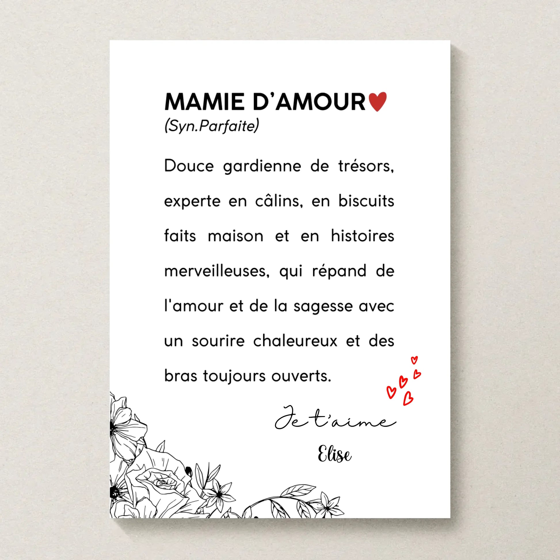 Affiche Mamie Personnalisée Définition - cadeau mamie personnalisé