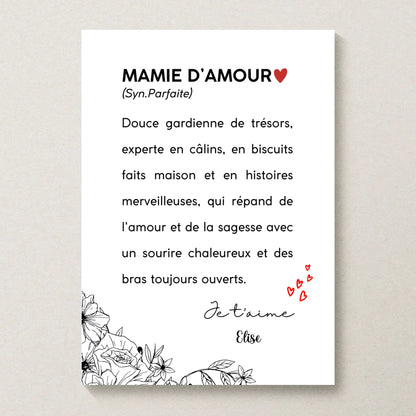 Affiche Mamie Personnalisée Définition - cadeau mamie personnalisé