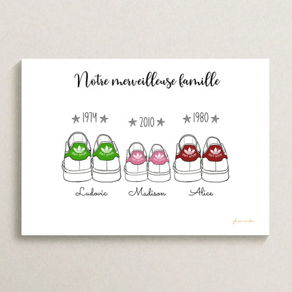 Affiche famille personnalisée - Baskets adidas stan smith