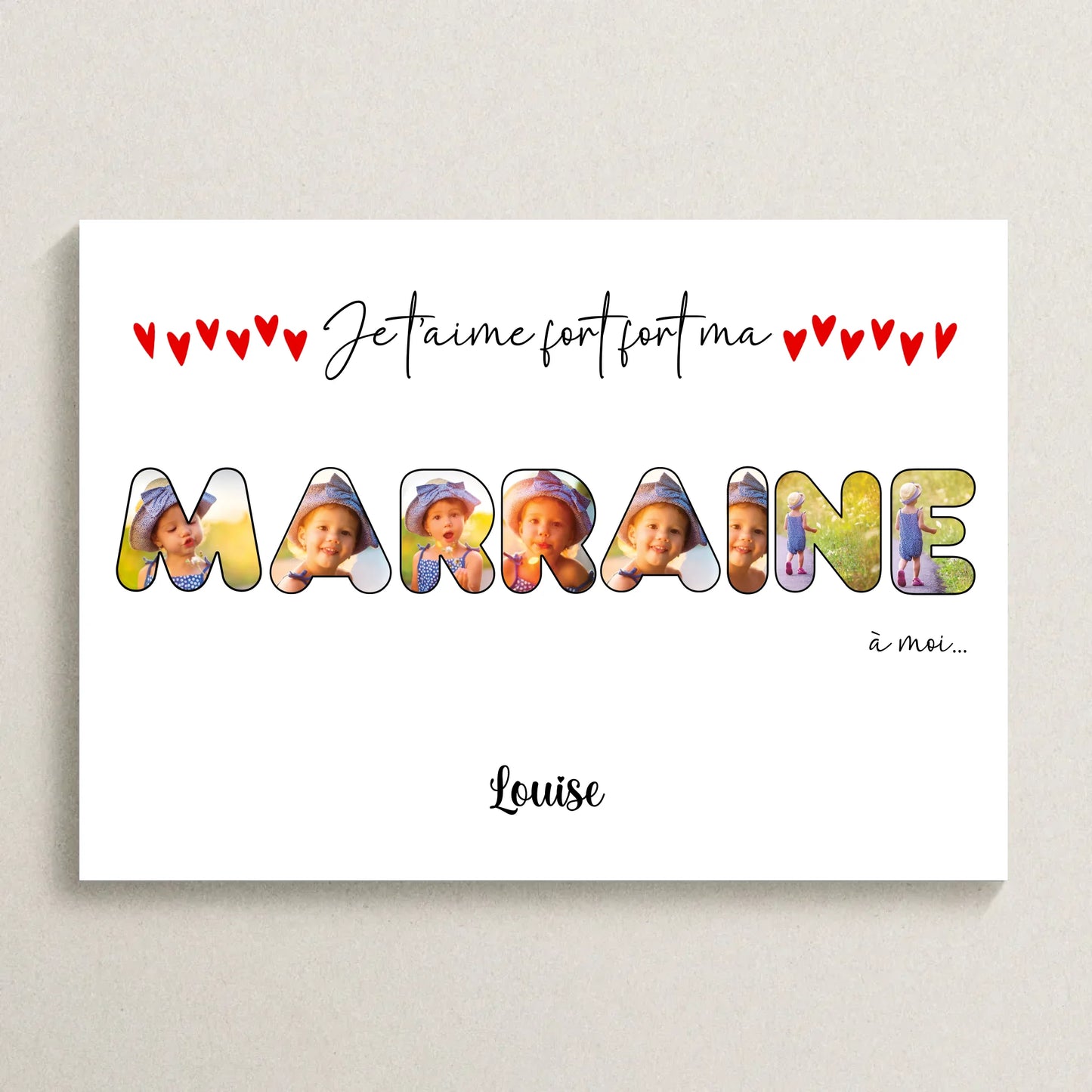 Affiche personnalisée Marraine - Mot Marraine avec photos - cadeau marraine personnalisé