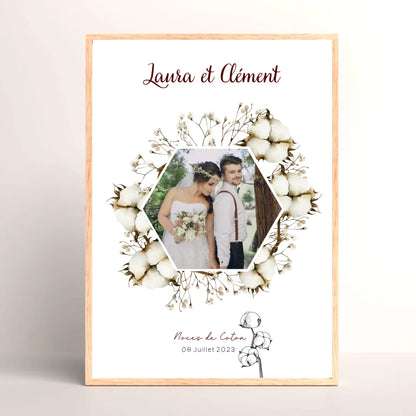Cadre Personnalisé Noces de Coton - 1er Anniversaire de mariage
