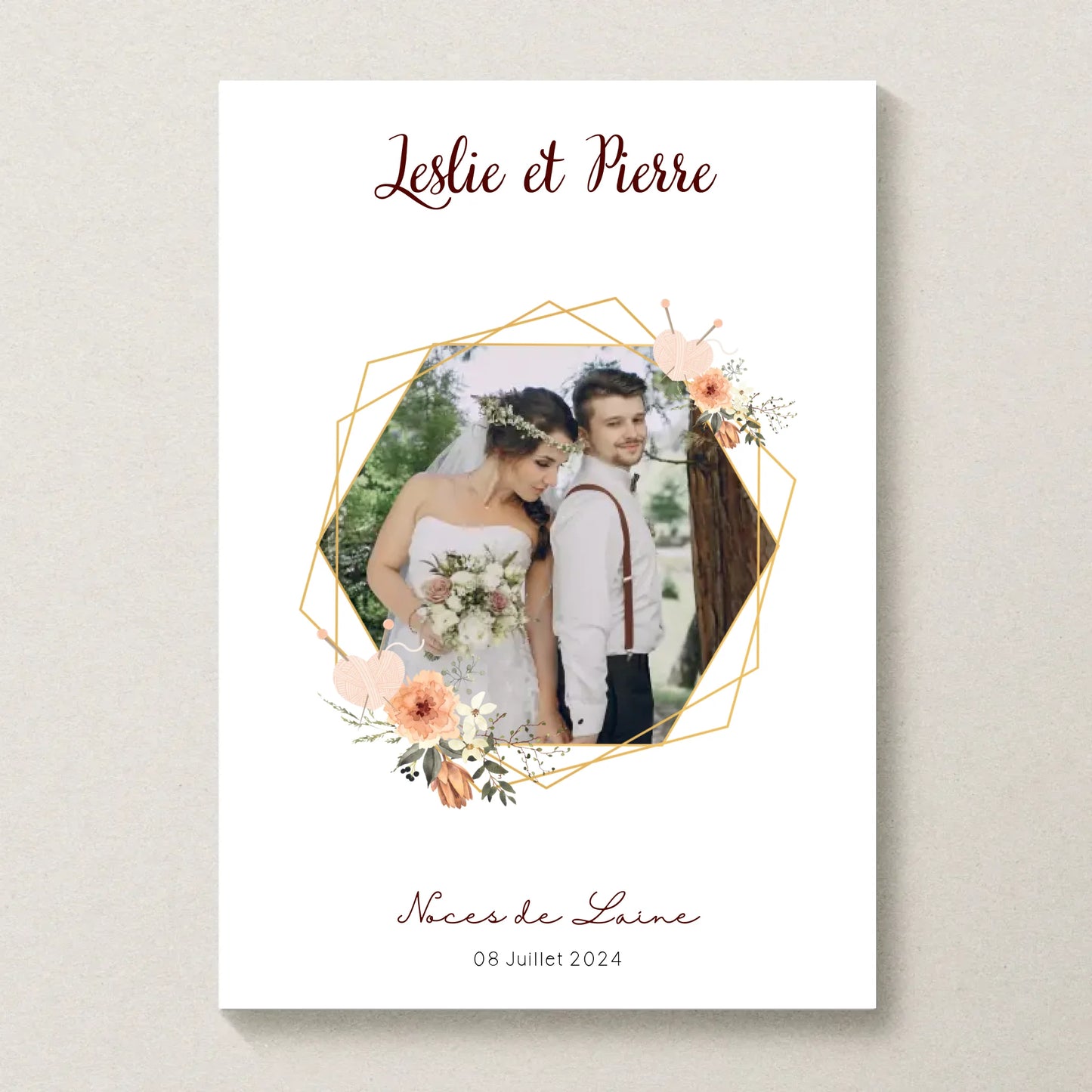 Affiche Personnalisée Noces de Laine- Cadeau Unique pour 7ème Anniversaire de Mariage