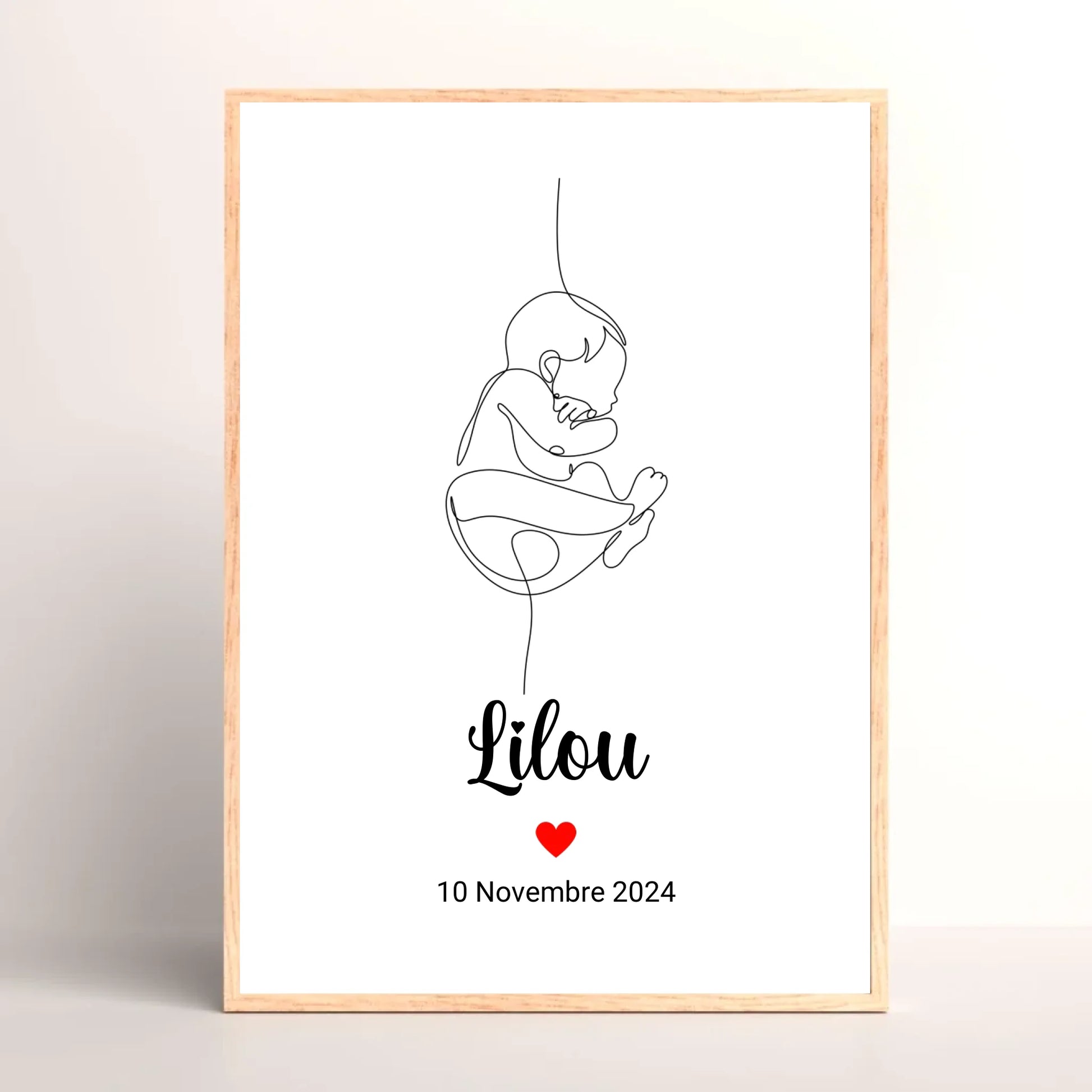 Cadre personnalisé Naissance minimaliste Art Line
