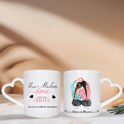 Cadeau meilleure amie - Mug Cœur Meilleure Amie personnalisé